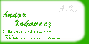 andor kokavecz business card